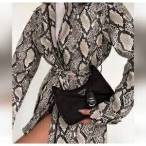 Choosy Luxe Exotic Vintage 90s Faux Snakeskin Leather Trench Coat Duster Jacket